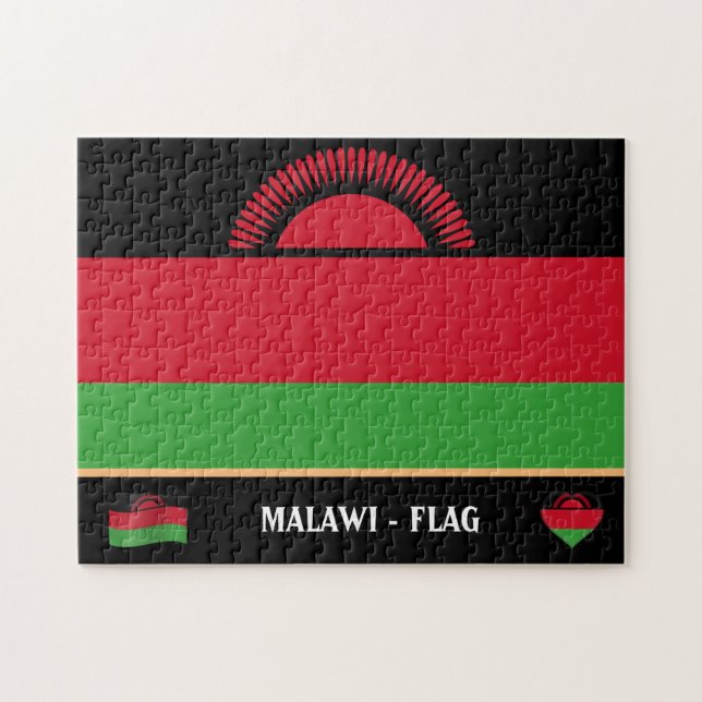 Quebra-cabeça Bandeira do Malawi e país do Malawi / Malawi (Horizontal)