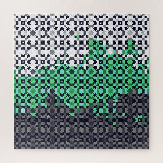 Quebra-cabeça Bandeira do Orgulho Neutrois Abstrata Pixelada Tri (Vertical)