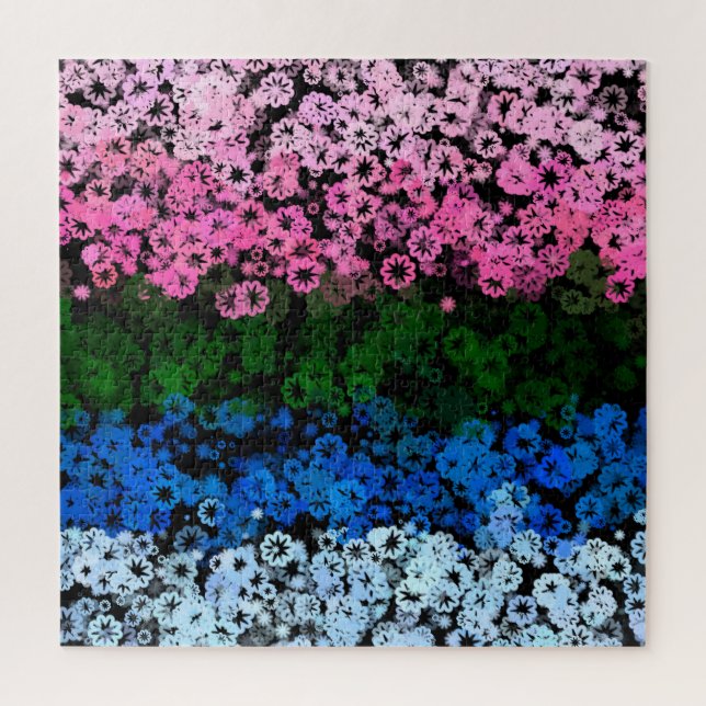 Quebra-cabeça Bandeira do Orgulho Omniromântico Floral Fofo Retr (Vertical)