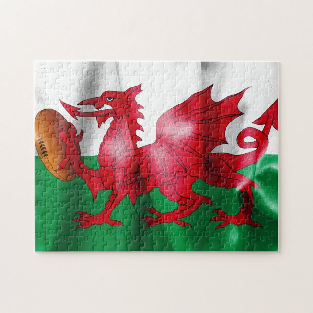Quebra-cabeça Bandeira do Welsh Dragon Rugby (Horizontal)