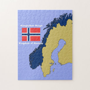 Quebra-cabeça Bandeira e mapa de Noruega