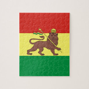 Quebra-cabeça Bandeira etíope velha com o leão de Judah