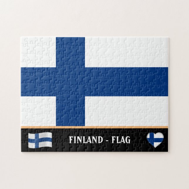 Quebra-cabeça Bandeira finlandesa e país finlandês / Finlândia (Horizontal)