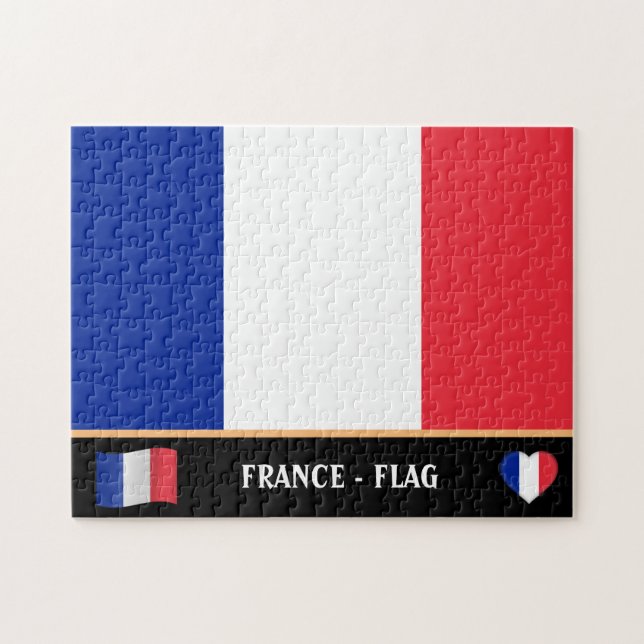 Quebra-cabeça Bandeira francesa e país francês / França (Horizontal)