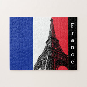 Quebra-cabeça Bandeira francesa & Eiffel Tower - França