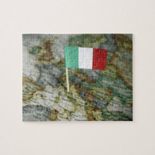 Quebra-cabeça Bandeira italiana no mapa