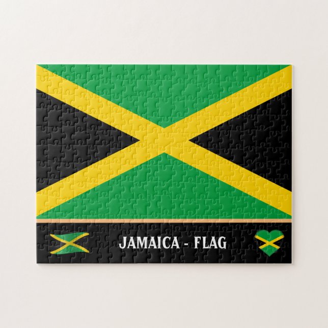Quebra-cabeça Bandeira jamaicana e país jamaicano / Jamaica (Horizontal)