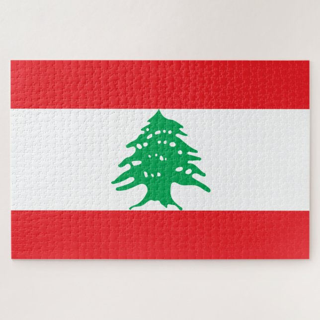 Quebra-cabeça Bandeira Libanesa (Bandeira do Líbano) (Horizontal)