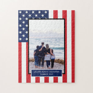 Quebra-cabeça Bandeira Patriótica Americana Personalizada com F