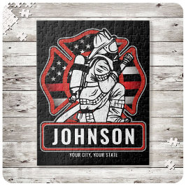 Quebra-cabeça Bandeira Patriótica do Bombeiro Personalizado