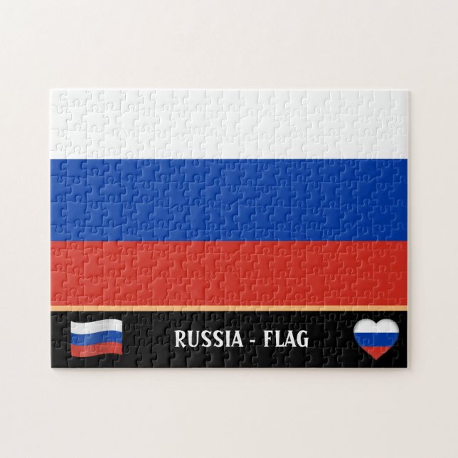 Quebra-cabeça Bandeira russa e país russo / Rússia (Horizontal)