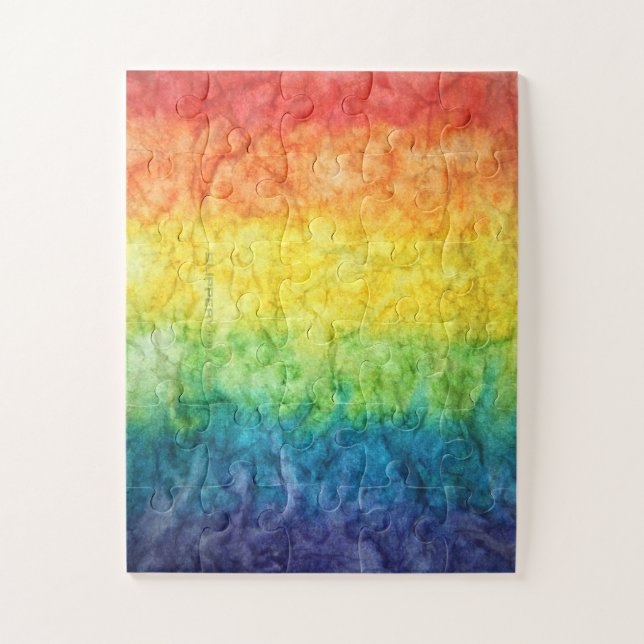 Quebra-cabeça Bandeira tie-dye da SlipperyJoe's arco-íris pressi (Vertical)