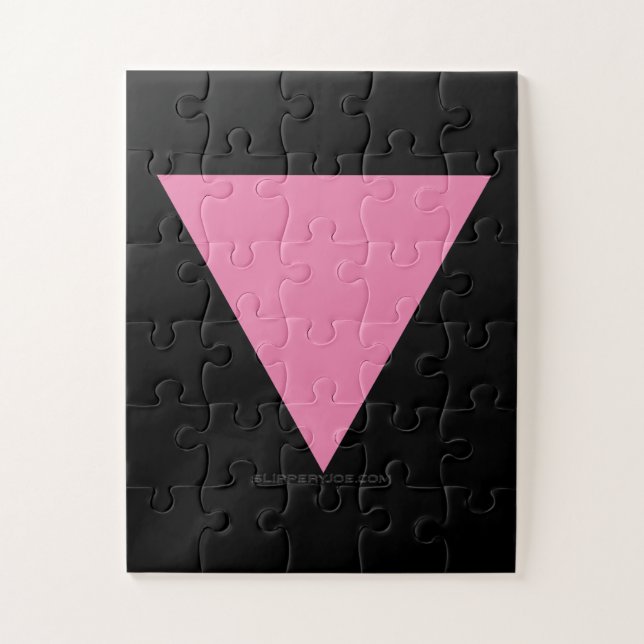 Quebra-cabeça bandeira triângulo rosa SlipperyJoe's símbolo rosa (Vertical)
