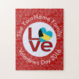 Quebra-cabeça Bandeira Vermelha do Bahamã Letras Vermelhas LOVE