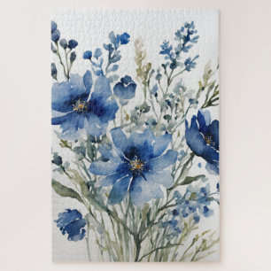 Quebra-cabeça Bando de Flores Elegante Na moda Azul