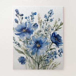 Quebra-cabeça Bando de Flores Elegante Na moda Azul