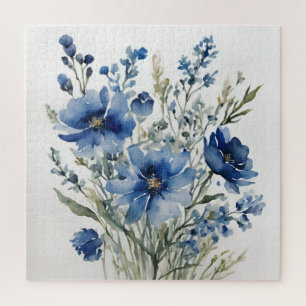 Quebra-cabeça Bando de Flores Elegante Na moda Azul