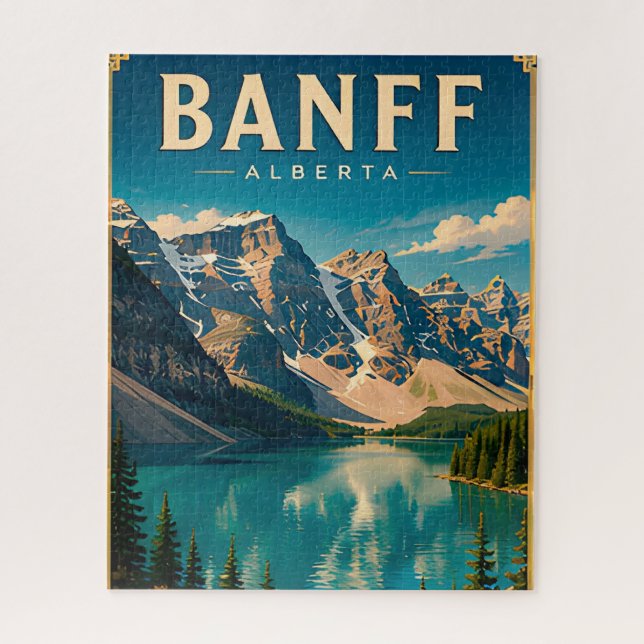 Quebra-cabeça 🏔️ Banff Alberta Lago de Montanha (Vertical)