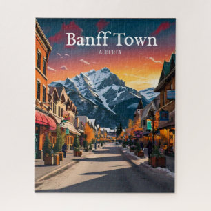 Quebra-cabeça Banff Town Alberta Viagem Vintage Retro