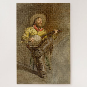 Quebra-cabeça Banjo Playing Ranchero Singing Cowboy in Old West