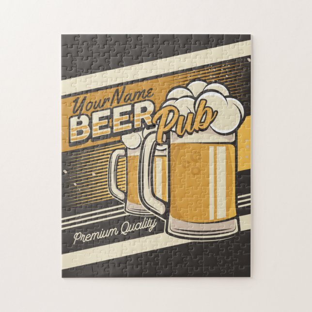Quebra-cabeça Bar de Pub de Cerveja Fria Personalizada Premium (Vertical)