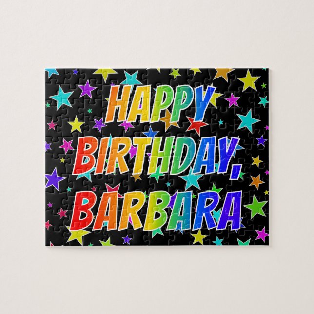 Quebra-cabeça "BARBARA" Primeiro Nome, Diversão "FELIZ ANIVERSÁR (Horizontal)
