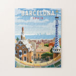 Quebra-cabeça Barcelona Espanha Art Vintage<br><div class="desc">Design de viagem de vetor de Barcelona. Barcelona,  a capital cosmopolita da Catalunha da Espanha,  é conhecida pela sua arte e arquitetura.</div>