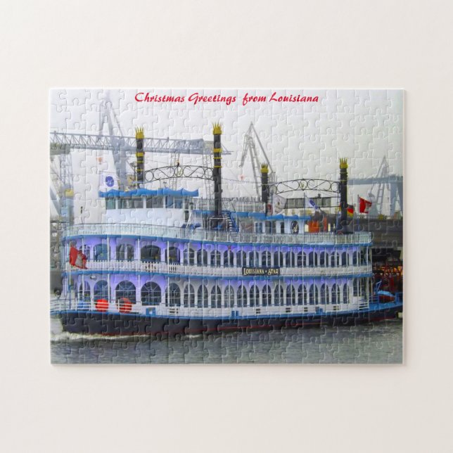 Quebra-cabeça Barco a Remo Louisiana.Saudação de Natal (Horizontal)