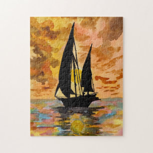 Quebra-cabeça Barco à vela e Sunset Oceânico