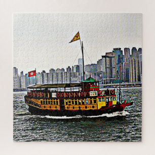 Quebra-cabeça Barco chinês Victoria Harbor Hong Kong