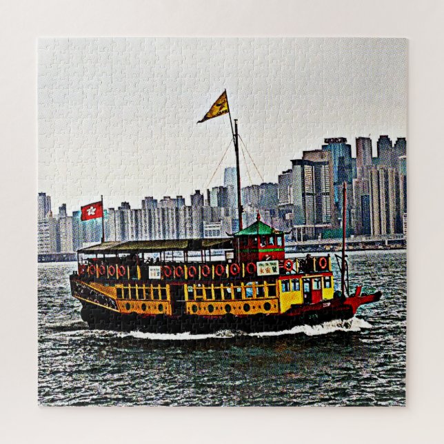 Quebra-cabeça Barco chinês Victoria Harbor Hong Kong (Vertical)