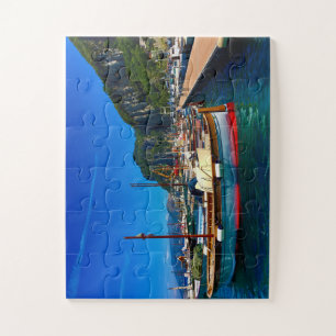 Quebra-cabeça Barco Clássico de Madeira na Marina da Itália