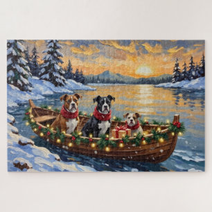 Quebra-cabeça Barco de Natal do American Staffordshire Terrier