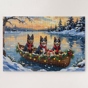 Quebra-cabeça Barco de Natal do Lapphund Finlandês Férias