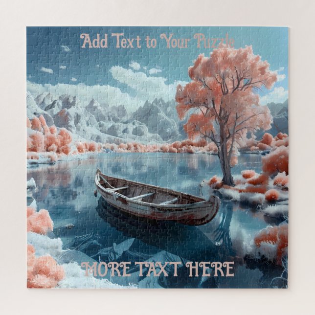 Quebra-cabeça Barco de Pesca Tranquila no lago Fuji Volcano (Vertical)