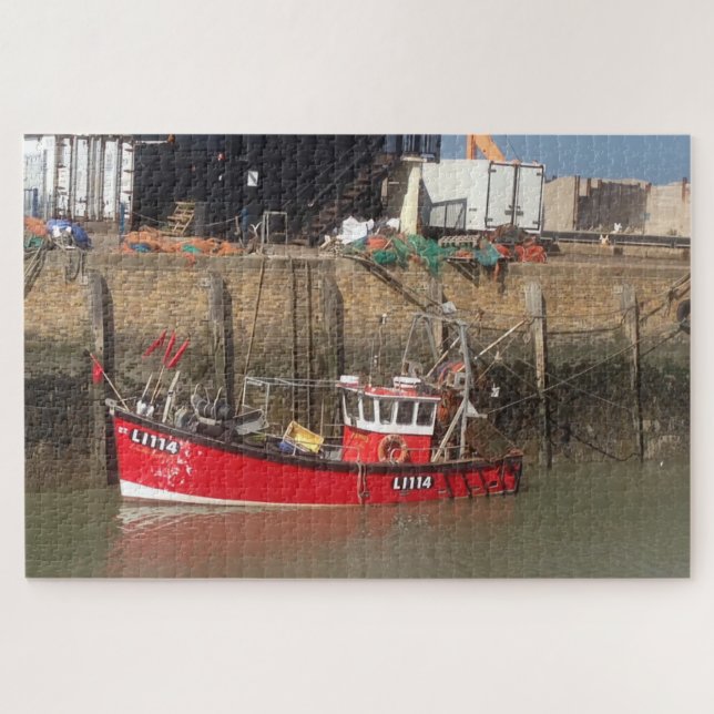 Quebra-cabeça Barco de Pesca Vermelho em Whitstable Harbor redim (Horizontal)