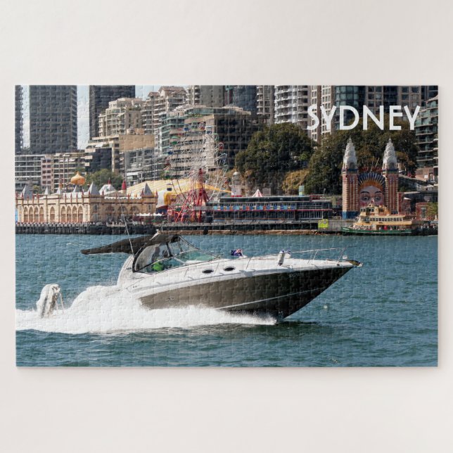 Quebra-cabeça Barco motorizado no porto de Sydney, Austrália (Horizontal)