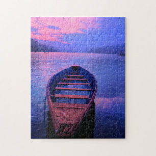 Quebra-cabeça Barco no Lago Tranquilo em Sunset