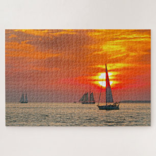 Quebra-cabeça Barcos à vela em Key West, Florida, Sunset