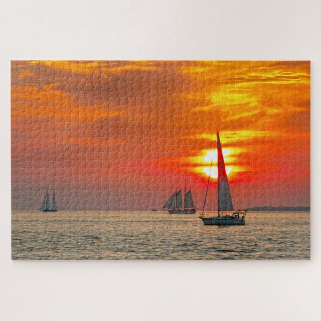Quebra-cabeça Barcos à vela em Key West, Florida, Sunset (Horizontal)