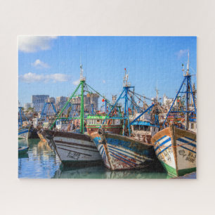 Quebra-cabeça Barcos de Pesca Coloridos de Essaouira, Marrocos