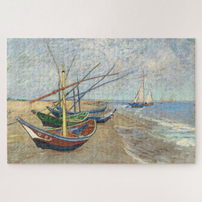 Quebra-cabeça Barcos de pesca na praia por Vincent Van Gogh (Horizontal)