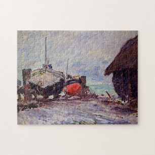 Quebra-cabeça Barcos de pesca no Etretat Monet Fine Art