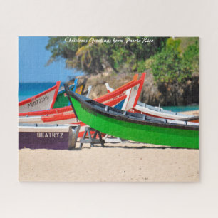 Quebra-cabeça Barcos de Pesca Porto Rico. Saudações de Natal