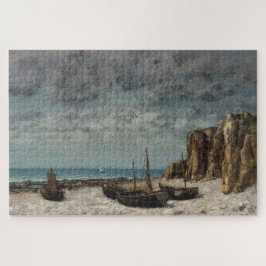 Quebra-cabeça Barcos em praia, Etretat - Gustave Courbet