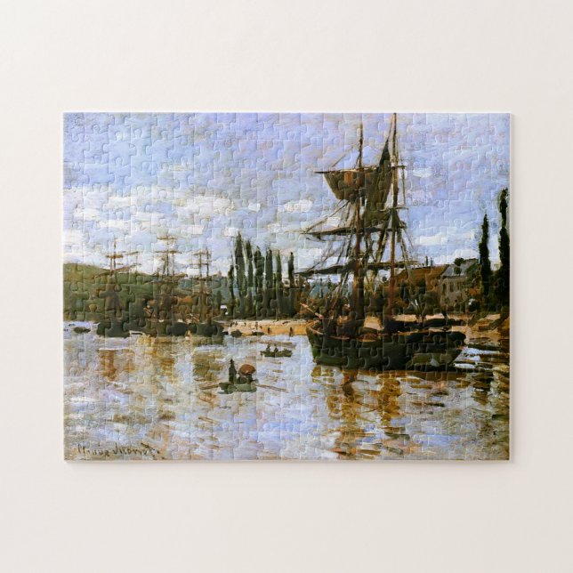 Quebra-cabeça Barcos em Rouen 1872 Monet Fine Art (Horizontal)