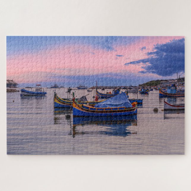 Quebra-cabeça Barcos tradicionais malteses em Marsaxlokk (Horizontal)