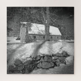 Quebra-cabeça Barn preto e branco único