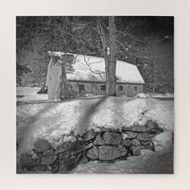 Quebra-cabeça Barn preto e branco único (Vertical)