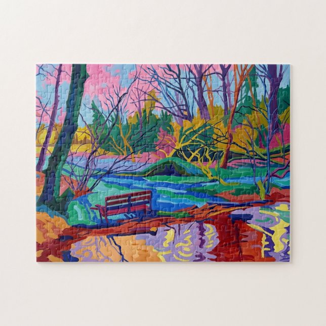 Quebra-cabeça Barragem de Willow Hall Sowerby Bridge Arte Fauvis (Horizontal)